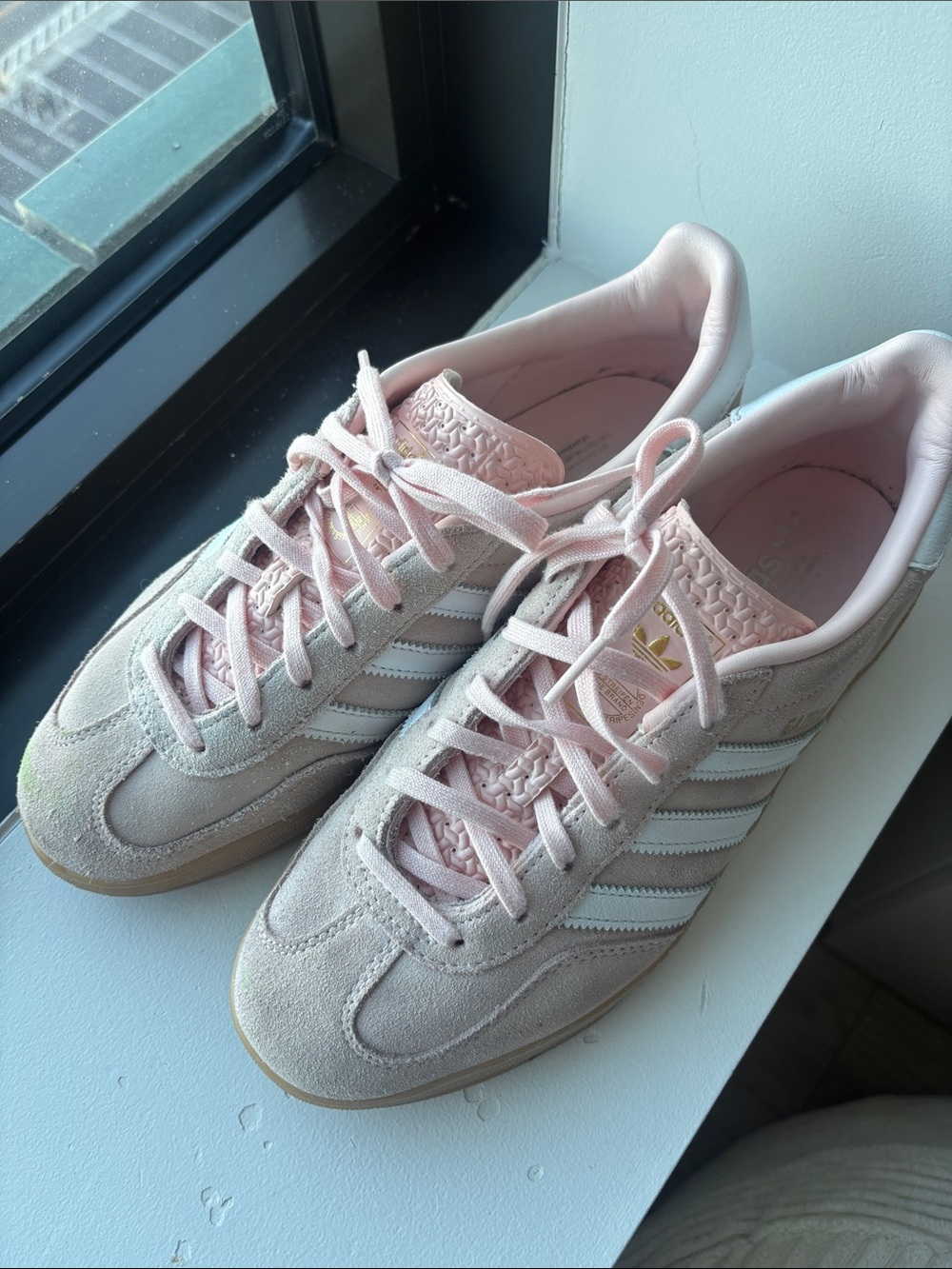 adidas Women's Suede Sneakers in Soft Pink and White